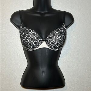 Floral Black and White Bra